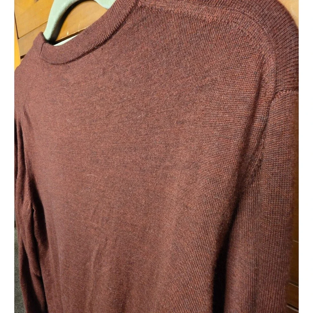 Banana Republic Sweater Size Large Merino Wool Crew Neck Heather Burgundy